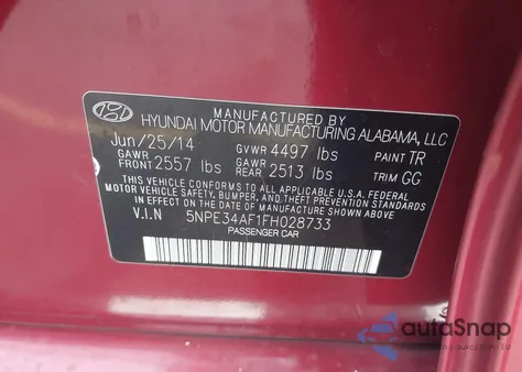 2015 Hyundai Sonata Sport from USA, damaged, VIN 5NPE34AF1FH028733
